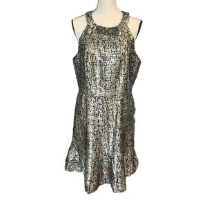 Maggy London Shimmer Jeweled Cocktail Formal Mini Dress Sleeveless Size 14